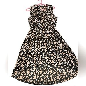 Tan butterflies on black dress. High- low dress. Size large.